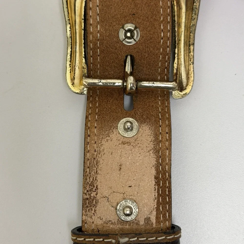 Ranger Mens 40 Brown Embellished Genuine Leather Belt Western Cowboy Hand-tooled